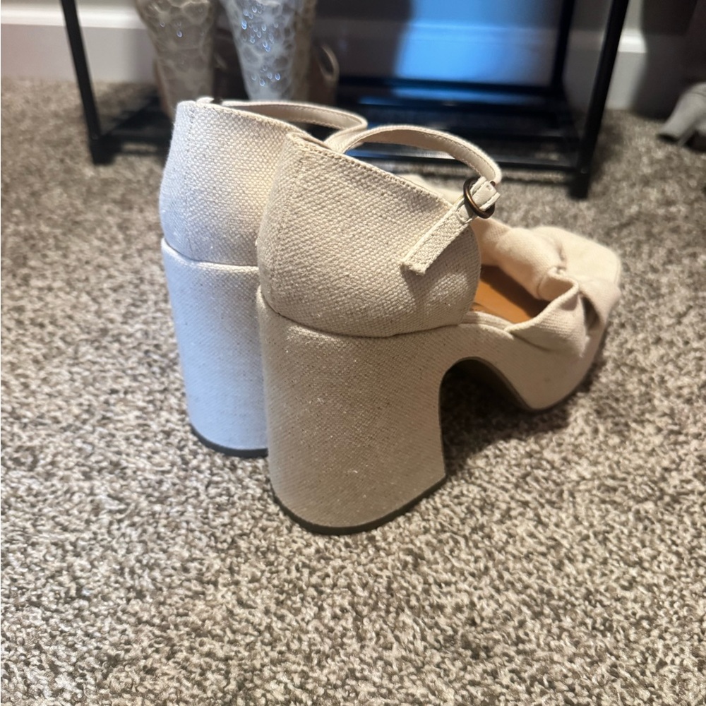 Beige Bow Heels